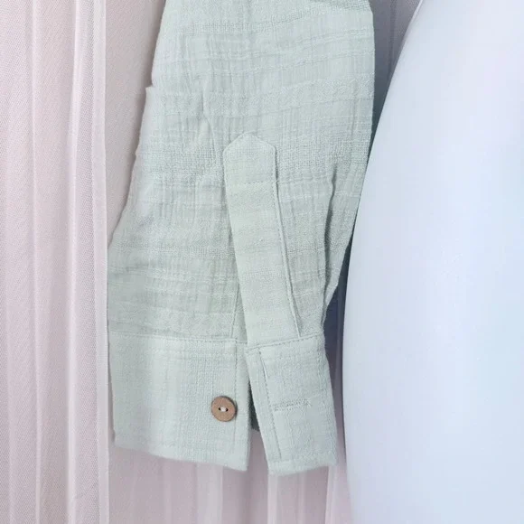 Promesa Crop Top Women Small Sea Foam Green NWT Tie Front Gauze Long Sleeve Boho - Picture 5 of 11